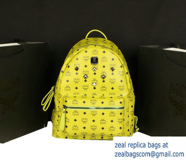 High Quality Replica MCM Stark Backpack Jumbo in Calf Leather 8006 Lemon - Click Image to Close